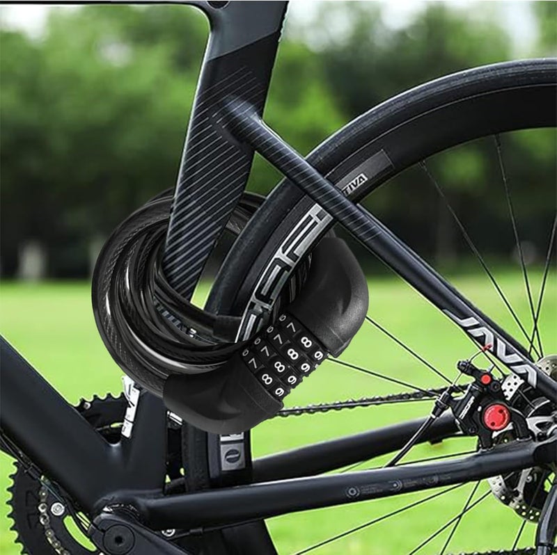 FBGAGH Bicycle Cable Lock, 4-Digit Combination, 6-Foot Long, Resettable Anti-Theft Bicycle Lock,Accessories for Mountain Bike, Road Bike, Electric Bicycle, Scooter（Black） - Image 5